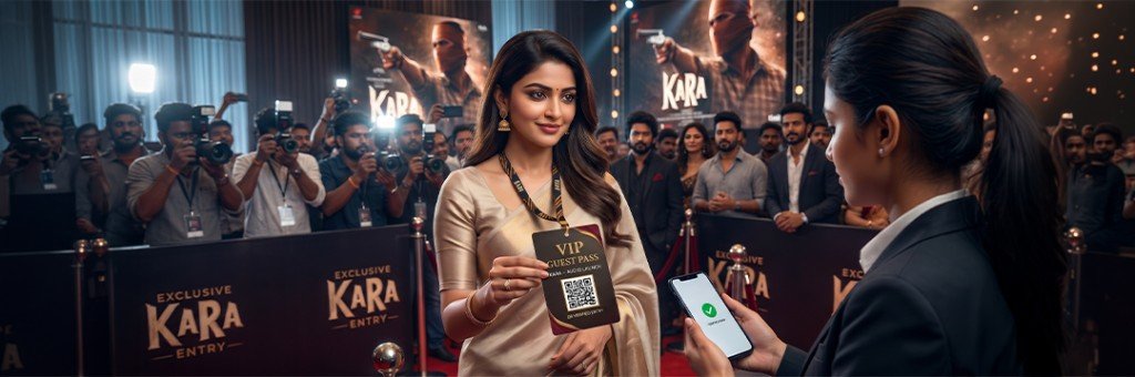 VIP guest QR check-in at the KARA red carpet event